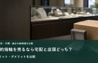 婚約指輪の宅配買取と店頭買取を比較するイメージ