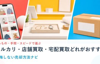 メルカリ、店舗買取、宅配買取の売却方法を比較するイメージ